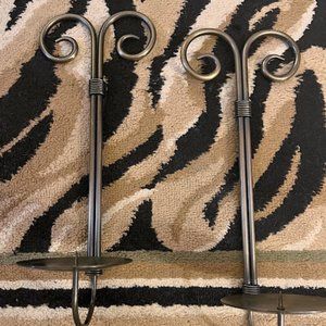 PAIR OF VINTAGE BRASS WALL SCONCE CANDLESTICK HOLDERS